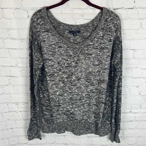 American Eagle Outfitters Black and White Sweater with Shimmer Size Medium - Picture 1 of 7